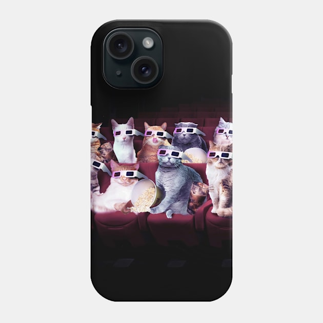 Cats With 3D Glasses Watching 3D Film Phone Case by Random Galaxy