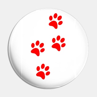 Red Pawprints on White Pin