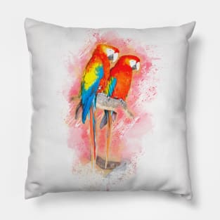 Parrot Bird Animal Wildlife Forest Jungle Nature Travel Digital Painting Pillow