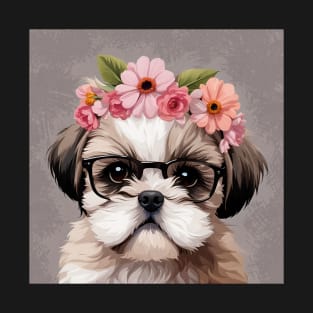 Baby Shih Tzu Puppy Wearing Glasses T-Shirt