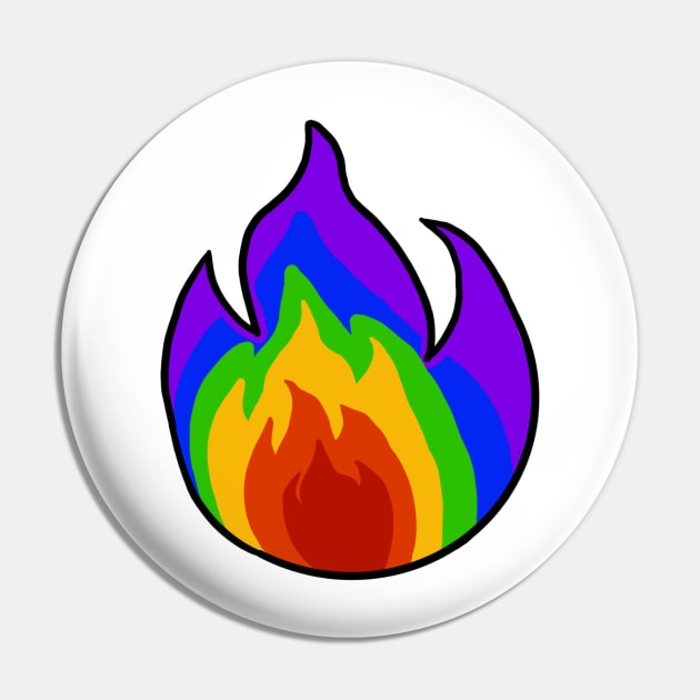 Rainbow Flame Pin by CalliesArt