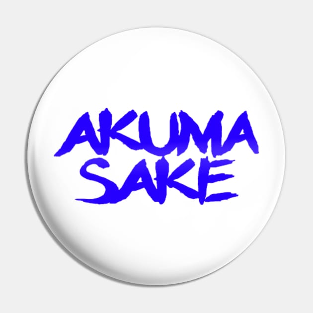 Akuma Sake Logo- Blue Design Pin by sketchbooksage