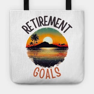 Retirement Goals Vintage Tropical Sunset Scene Tote