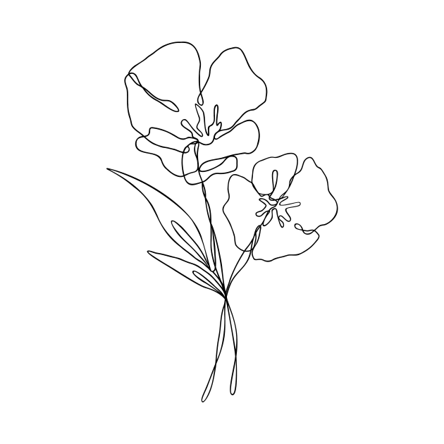 Wildflower Botanical Line Art | Elegant Floral Leaf Design by RachelFCreative