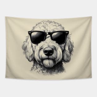 Goldendoodle Dog Wearing Sunglasses Drawing Tapestry