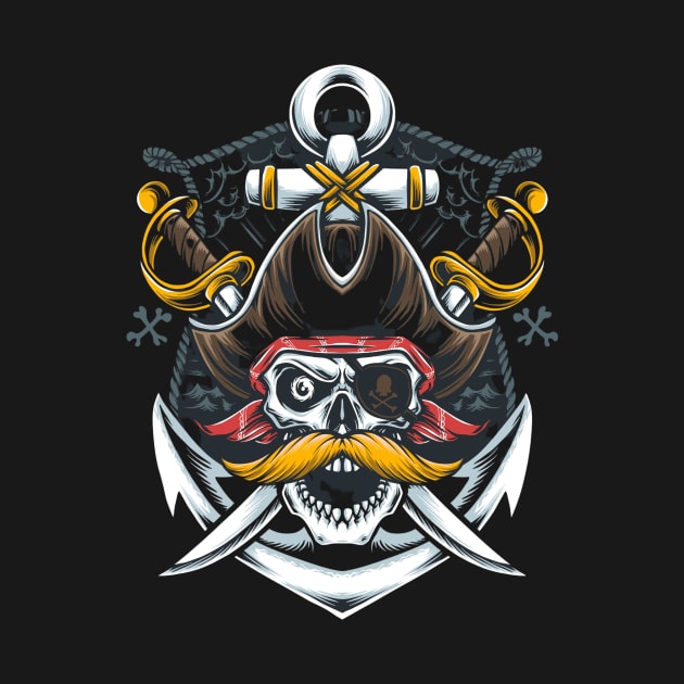 mustache skull pirate by pmarekhersey