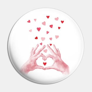 Hands heart sign print. Valentine's day art Pin