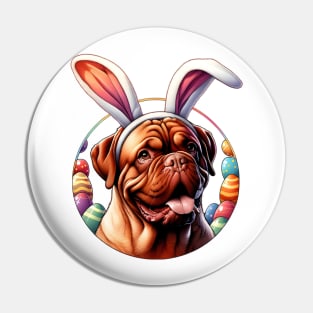 Dogue de Bordeaux Enjoys Easter with Bunny Ears Pin