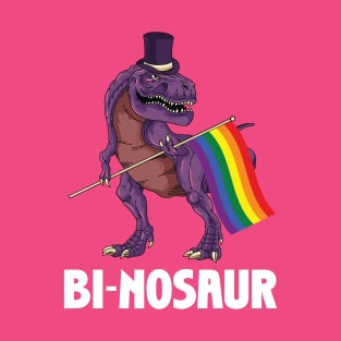 LGBT Bi-Nosaur Gay Pride Rainbow Flag Awareness Gay Lesbian T-Shirt