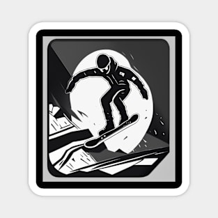 Lunar Boarder Midnight Snowboarding Adventure  Magnet