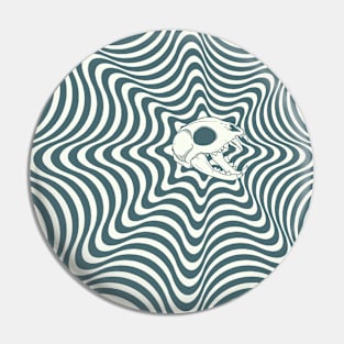 Green Cougar Skull Optical Illusion Pin