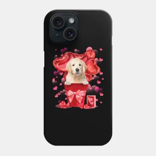 Golden Retriever Dog In Red Pot Happy Valentine's Day Phone Case