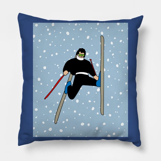 Skier Snow Mountains Extreme Sport Pillow by flofin