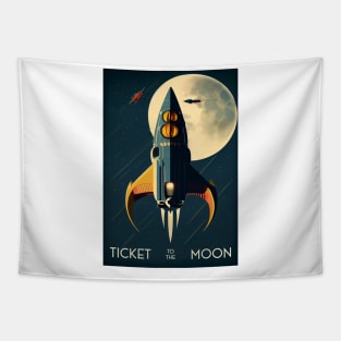 Moon Adventure Vintage Travel Poster Tapestry