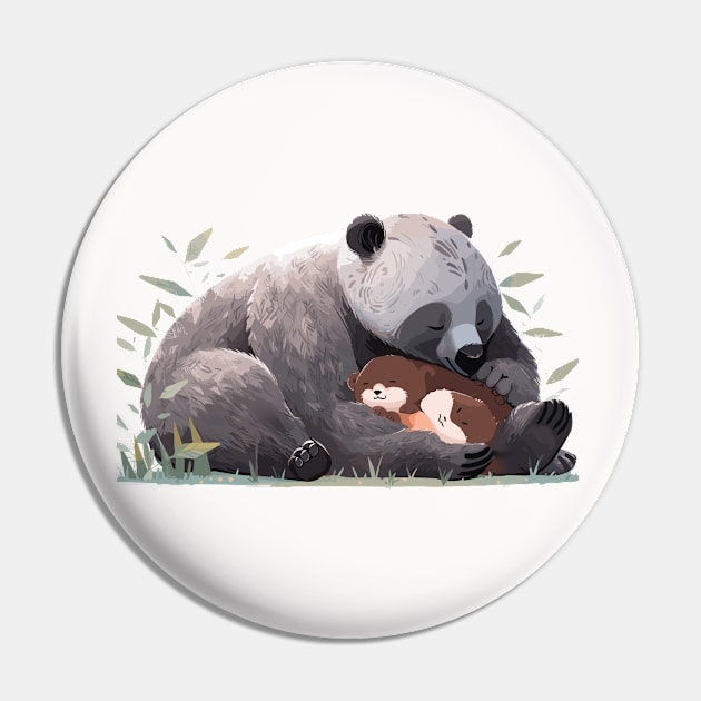 Adorable Grizzly Bear Animal Loving Cuddle Embrace Children Kid Tenderness Pin by Cubebox