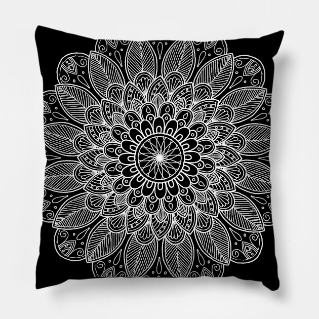 Mandala The Black Series 007 Pillow by abcdefgrace