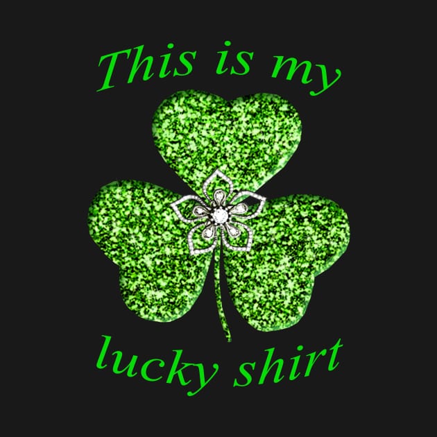 Funny Green Glitter Shamrock With A Flower by Atteestude