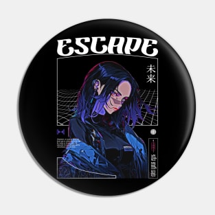 Escape Cyberpunk Anime Girl Pin