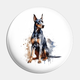 Doberman Watercolor Style Pin