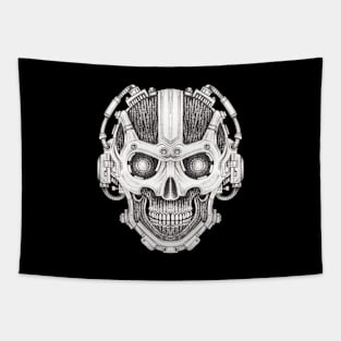 Skull headphones cyberpunk futuristic. Tapestry