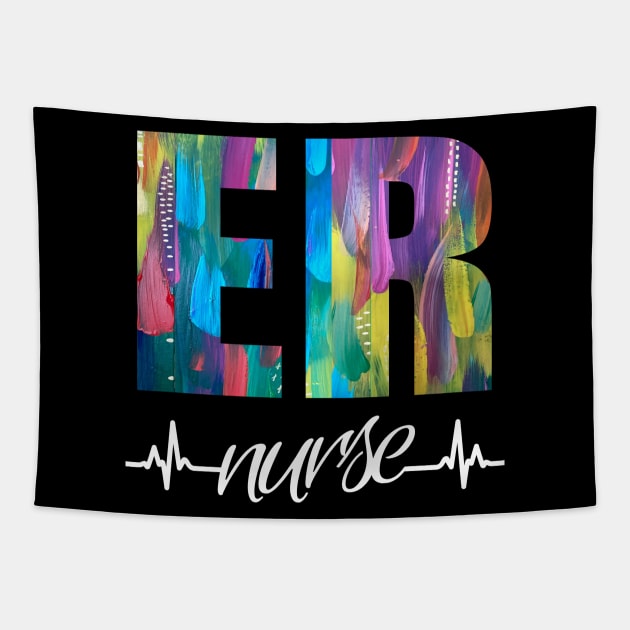 ER Nurse Heartbeat Paint Tapestry by Duds4Fun