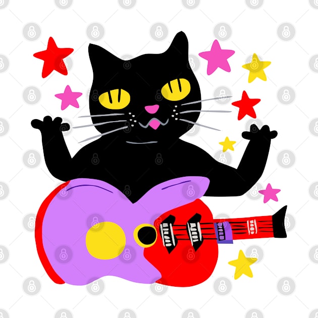 Black Cat Plays Guitar by loeye