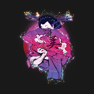 Geisha with fan Cyberpunk T-Shirt