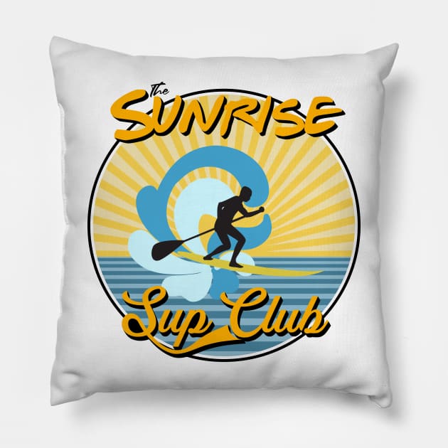 The Sunrise Sup Club Pillow by Randomart