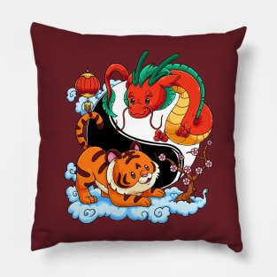 Yin Yang Tiger and Dragon: Year of the Dragon Pillow