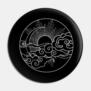 Sun and Moon Design Sky Night Nature Minimalist Circle Pin