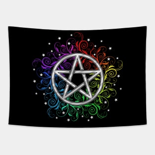 Rainbow Pentagram Tapestry