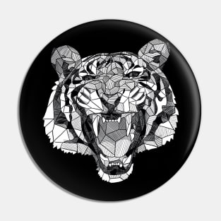 Roaring Tiger Geometric Sketch Art Pin