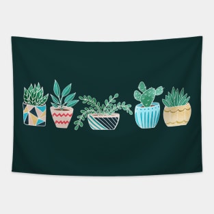 Five in a Row - Plants in Funky Pots Tapestry