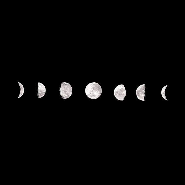 Moon phases in watercolor by moonstarsandflowers