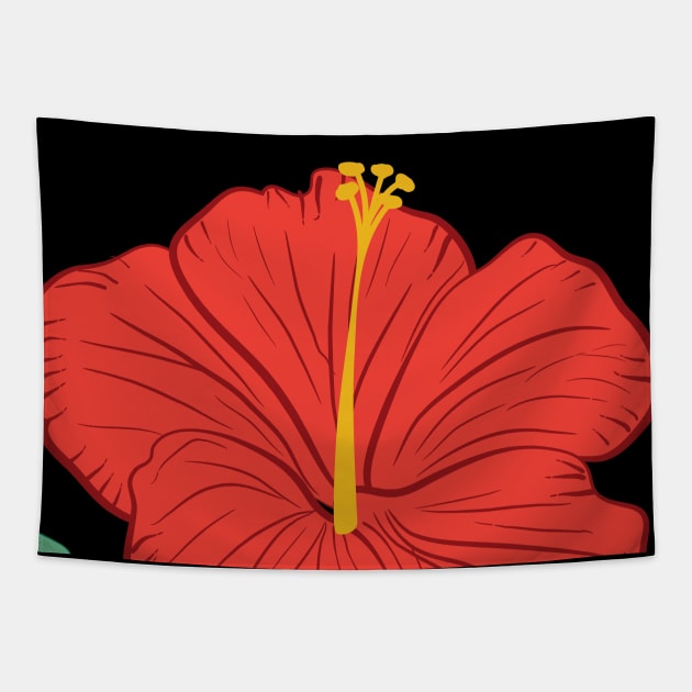 Red Hibiscus Flower Tapestry by SWON Design