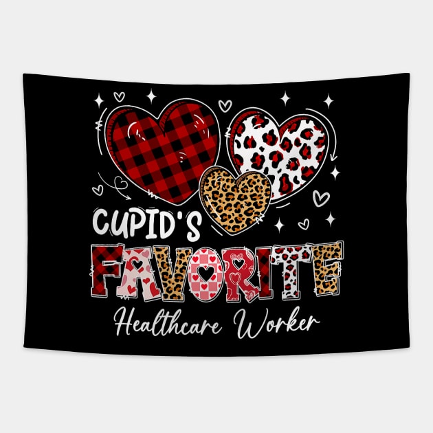 Three Hearts Cupid_s Favorite Healthcare Worker Valentine Tapestry by jadolomadolo