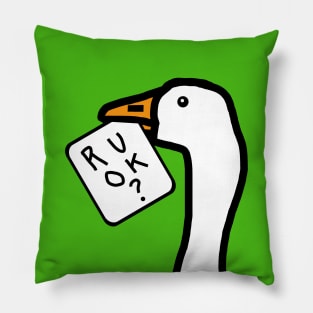 Portrait of a Goose with Stolen R U OK Sign Pillow