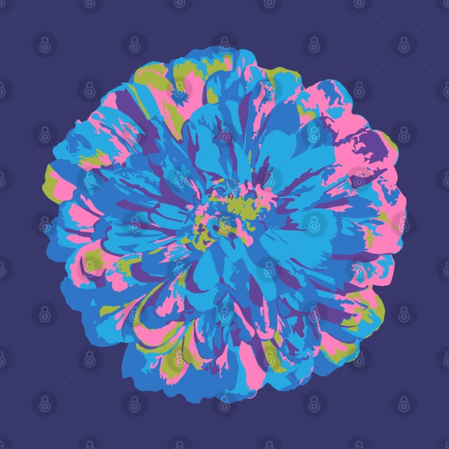 CHRYSANTHEMUMS Abstract Big Flower Summer Bright Floral - Blue Pink Purple Green Dark Blue - UnBlink Studio by Jackie Tahara by UnBlink Studio by Jackie Tahara