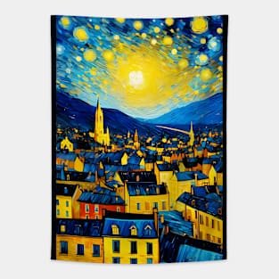 Vincent van Gogh starry night style city Tapestry