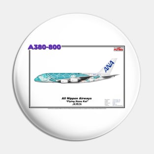 Airbus A380-800 - All Nippon Airways "Flying Honu Kai" (Art Print) Pin