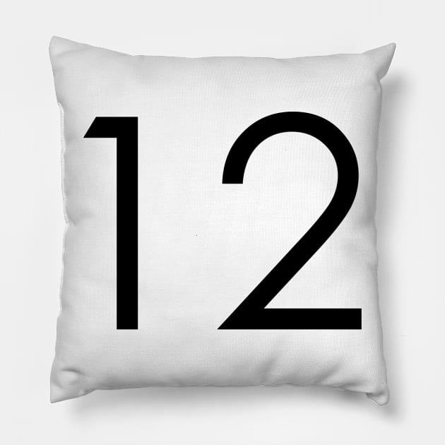 Simple Black Number #12 Twelve Pillow by Pavlushkaaa