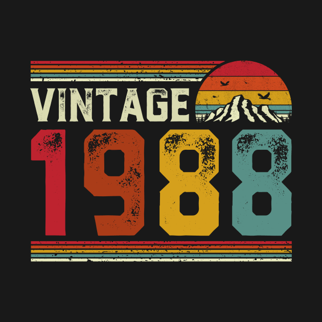 Vintage 1988 Birthday Gift Retro Style by Foatui