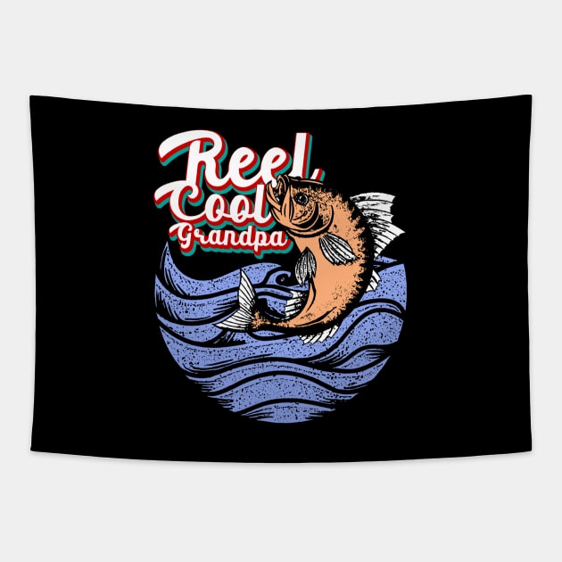 Reel Cool Grandpa - Fishing Tapestry by Mandegraph