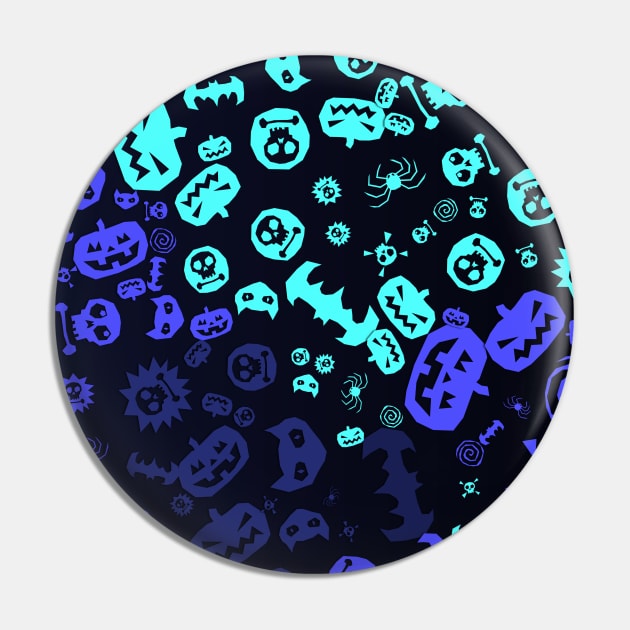 Halloween Pattern Art Design Blue Pin by TheSorcerersStore