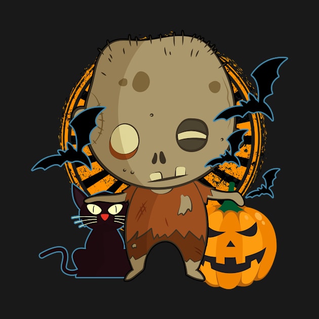 Halloween Zombie Cat Pumpkin Bats by letnothingstopyou