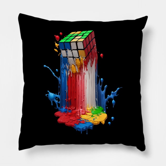 Melting Rubiks Cube Pillow by CraftingHouse's Design