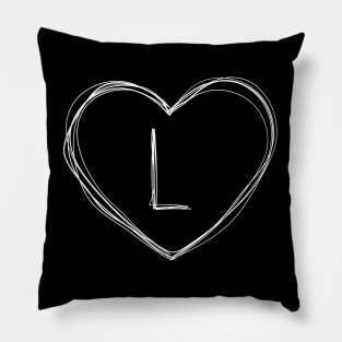 Letter L with heart frame in lineart style Pillow