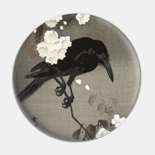 Crow with Cherry Blossoms Pin