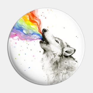 Wolf Howling Rainbow Pin