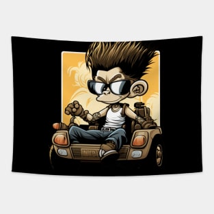 MONKEY WITH SUNGLASSES RIDING A SCOOTER Tapestry